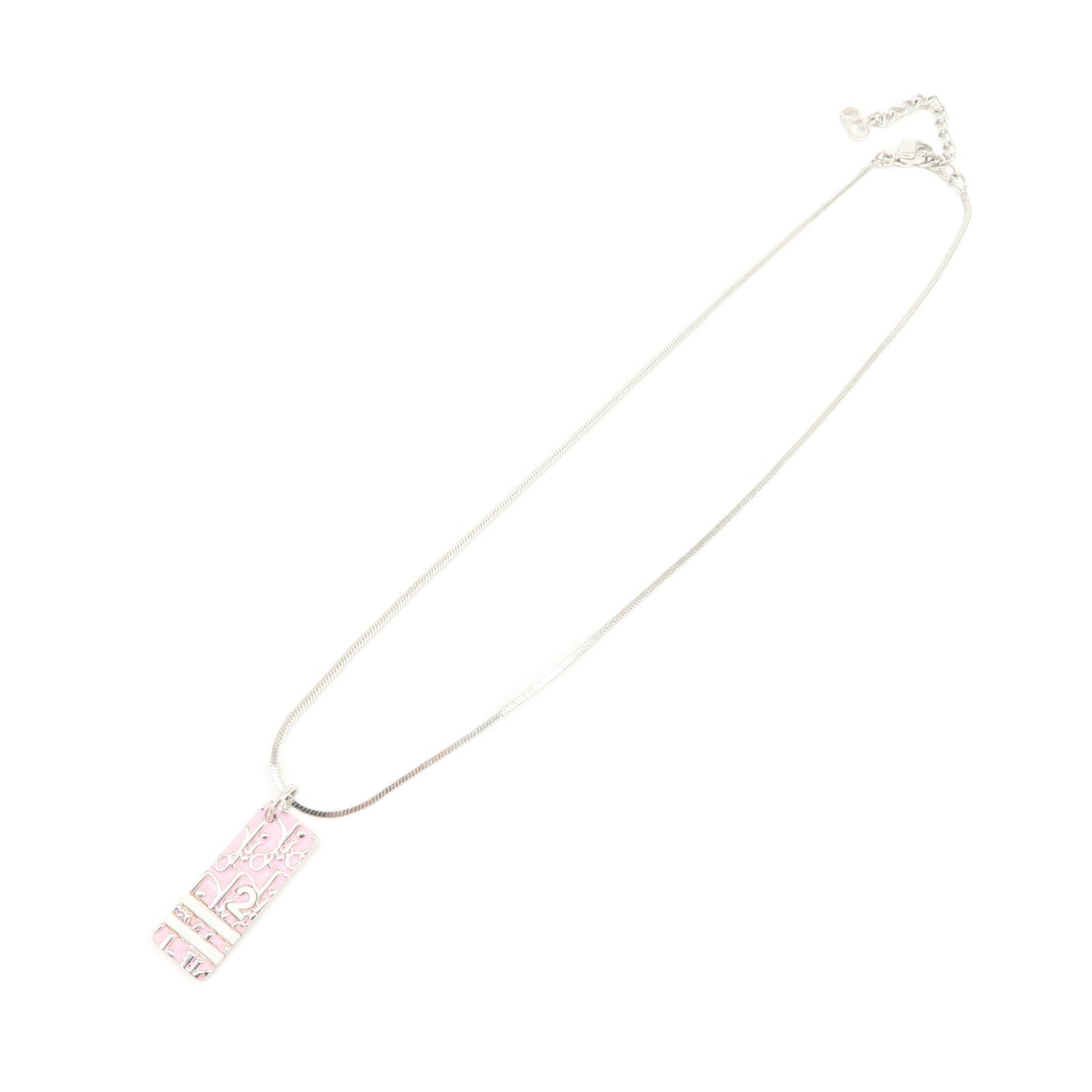 Dior Handbag Christian Trotter Necklace Metal Pink Silver Jewelry Necklace Pink Silver