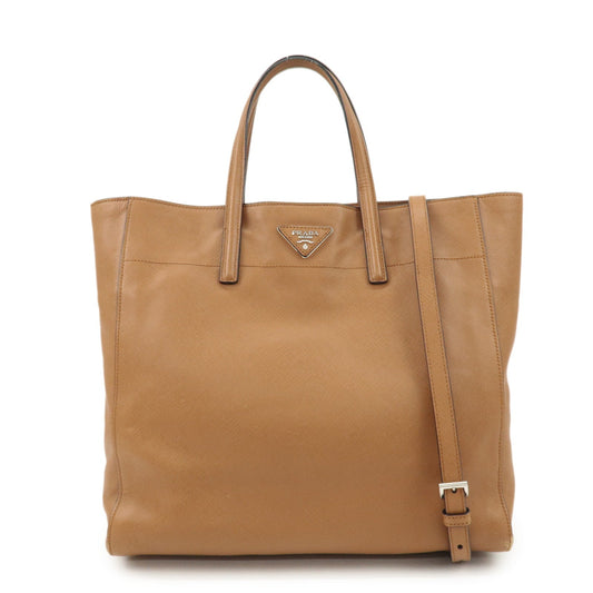 Tote Bag Triangle 2Way d Leather Saffiano Brown