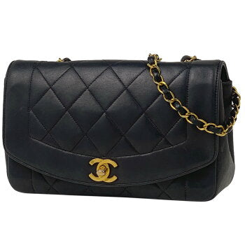 Chanel Diana Single Flap Chain Shoulder Bag Leather Matelasse