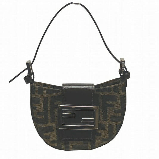 Fendi Croissant Handbag Leather Canvas Mini Travel Bag