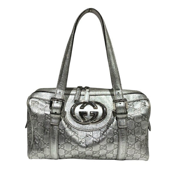 Gucci Interlocking Boston Bag Leather Canvas Travel Bag