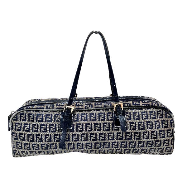 Fendi Zucchino Handbag Leather Nylon Travel Bag