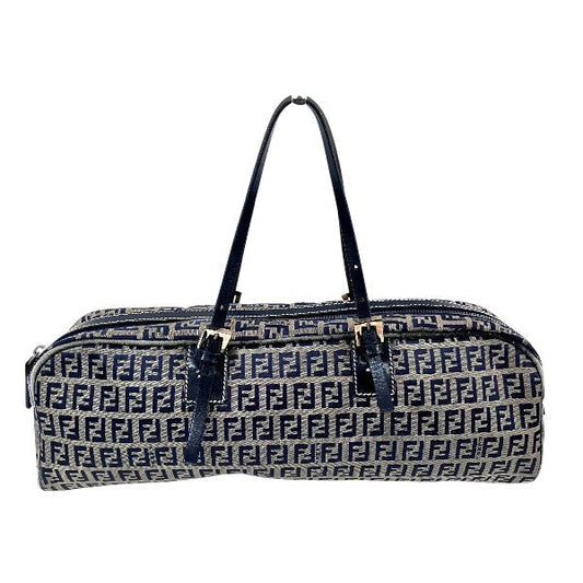 Fendi Zucchino Handbag Leather Nylon Travel Bag