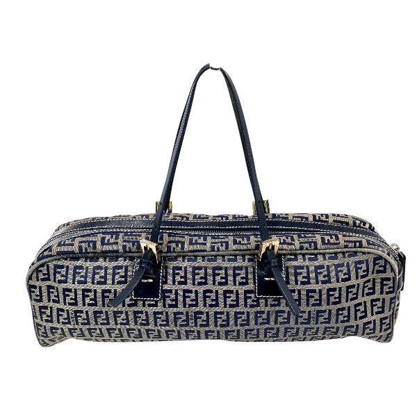 Fendi Zucchino Handbag Leather Nylon Travel Bag