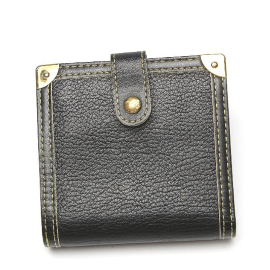 Louis Vuitton Bifold M91828 Fastener Coin Pocket Leather Black Wallet Case