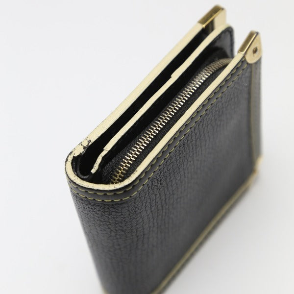 Louis Vuitton Bifold M91828 Fastener Coin Pocket Leather Black Wallet Case