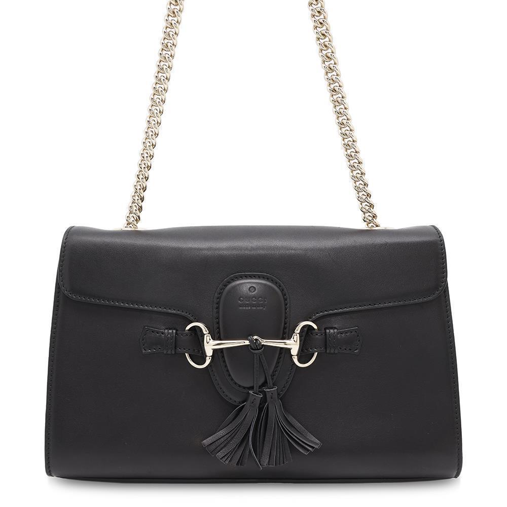 Gucci Fringe ChainShoulder Black295402 Leather Jewelry