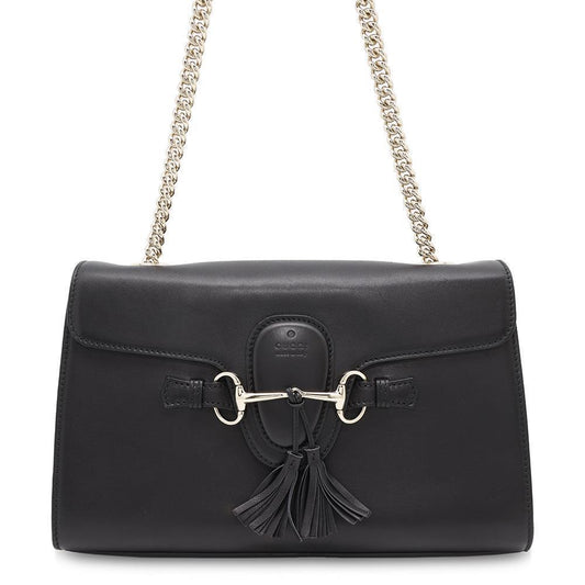 Gucci Fringe ChainShoulder Black295402 Leather Jewelry