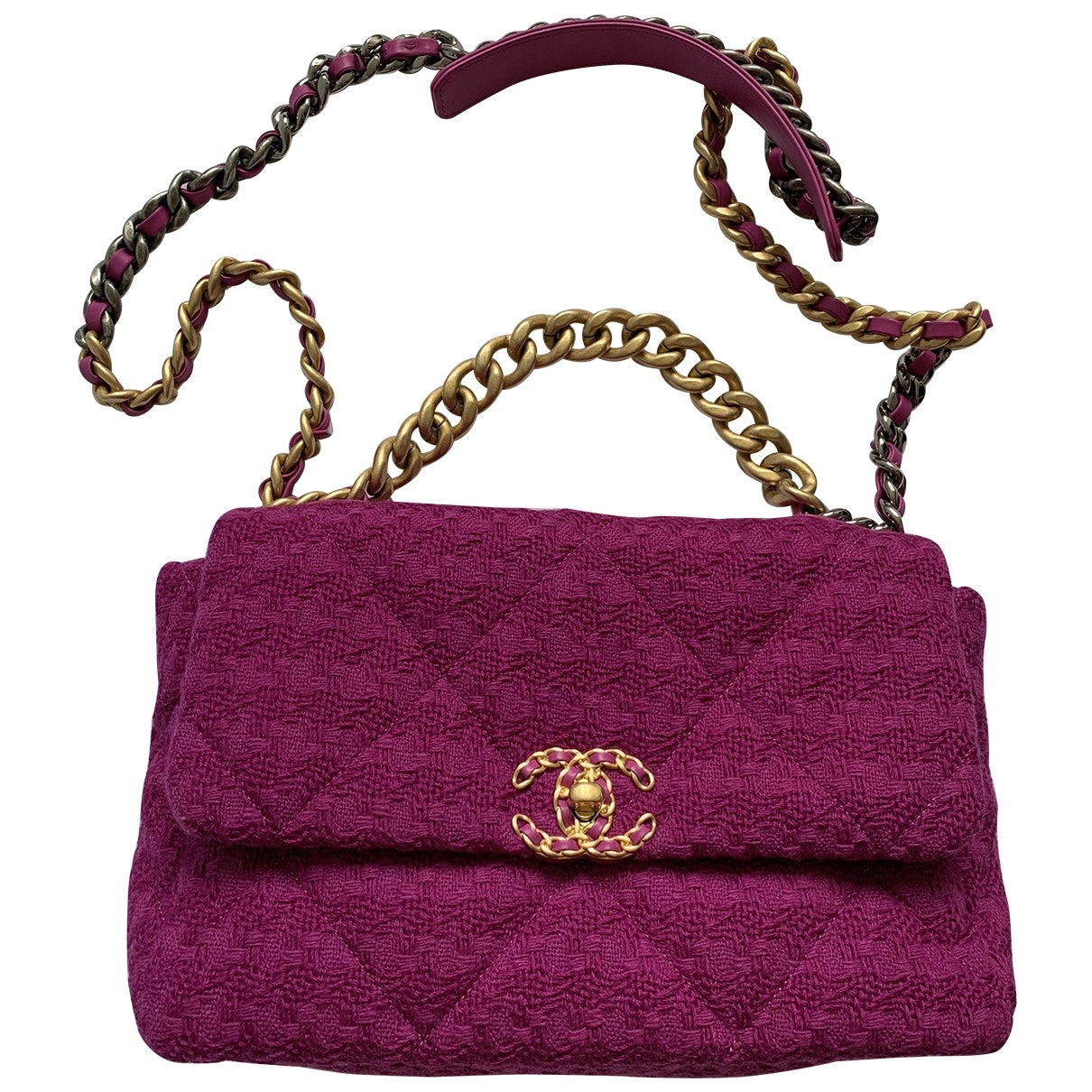 Chanel 19 pink tweed handbag