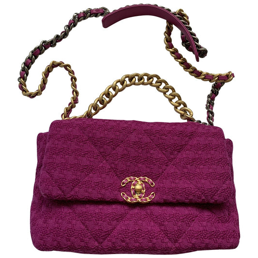 Chanel 19 pink tweed handbag