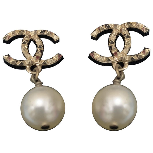 Chanel gold gold and steel earrings Jewelry