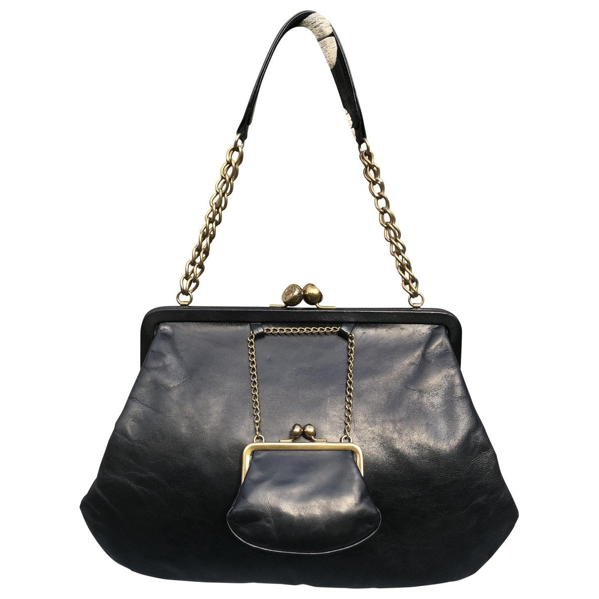 black leather handbag Signature
