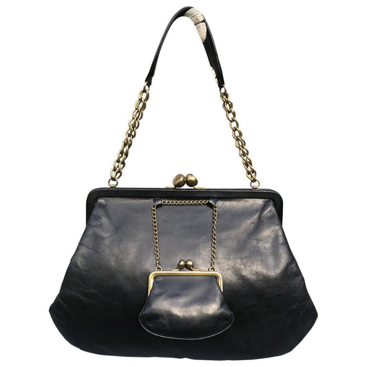 black leather handbag Signature