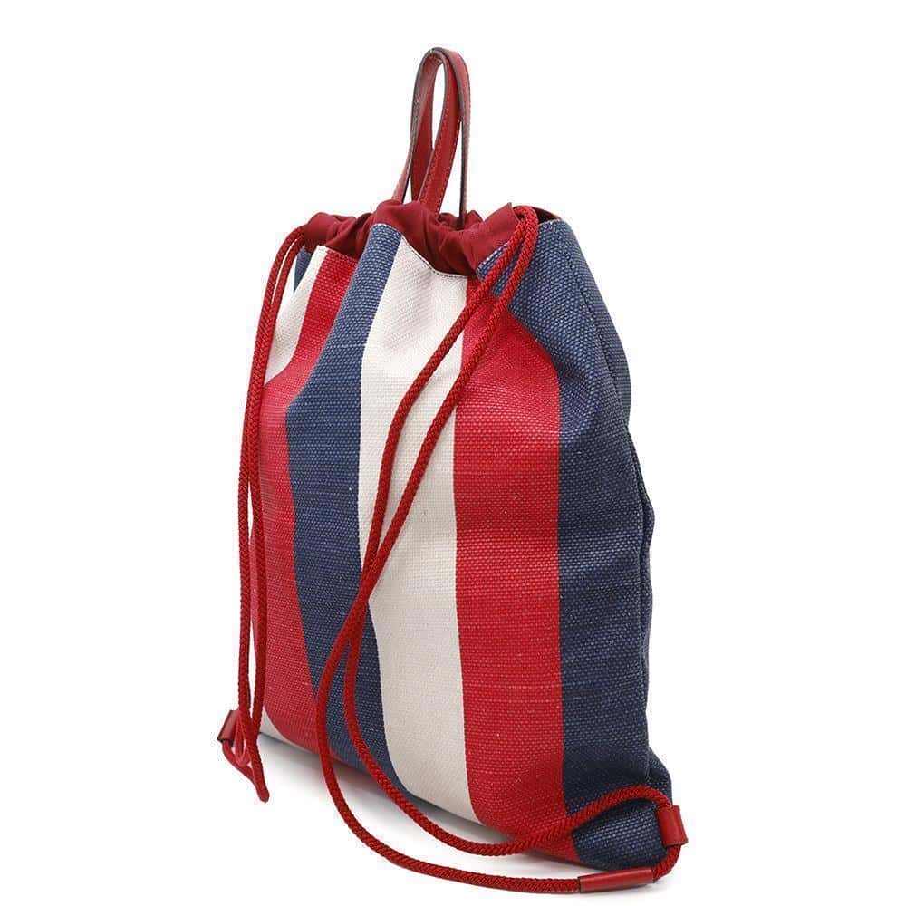 Gucci Drawstring Backpack White473872 Canvas Blue Red Jewelry