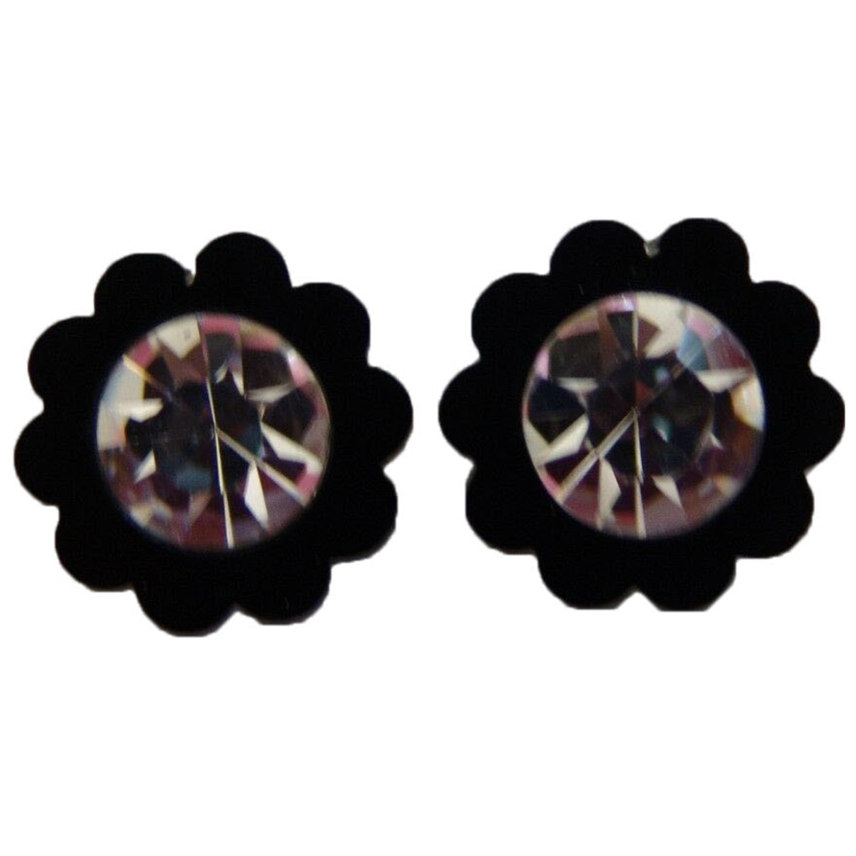 Chanel camélia black plastic earrings Jewelry