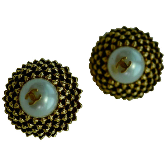Chanel cc metallic metal earrings Jewelry