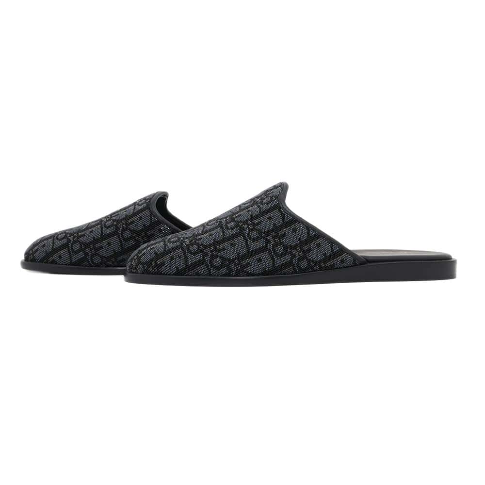 Dior Oblique Slippers Navy Sv Zcc Beads Size Leather Black Travel Bag