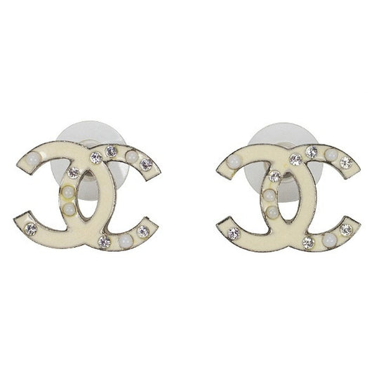 Chanel cc white metal earrings Jewelry