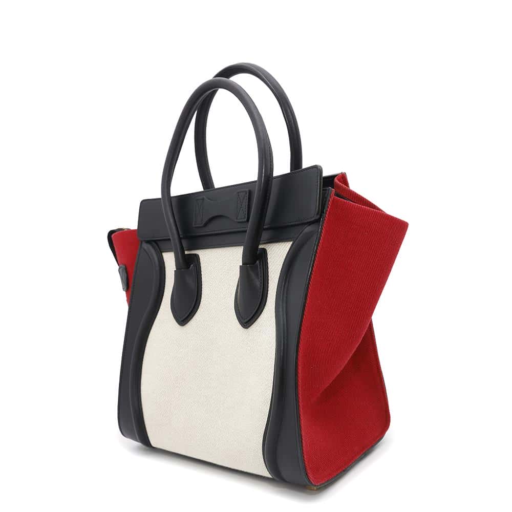 Luggage Shopper Natural Red Size Micro Handbag Leather Canvas Travel Bag