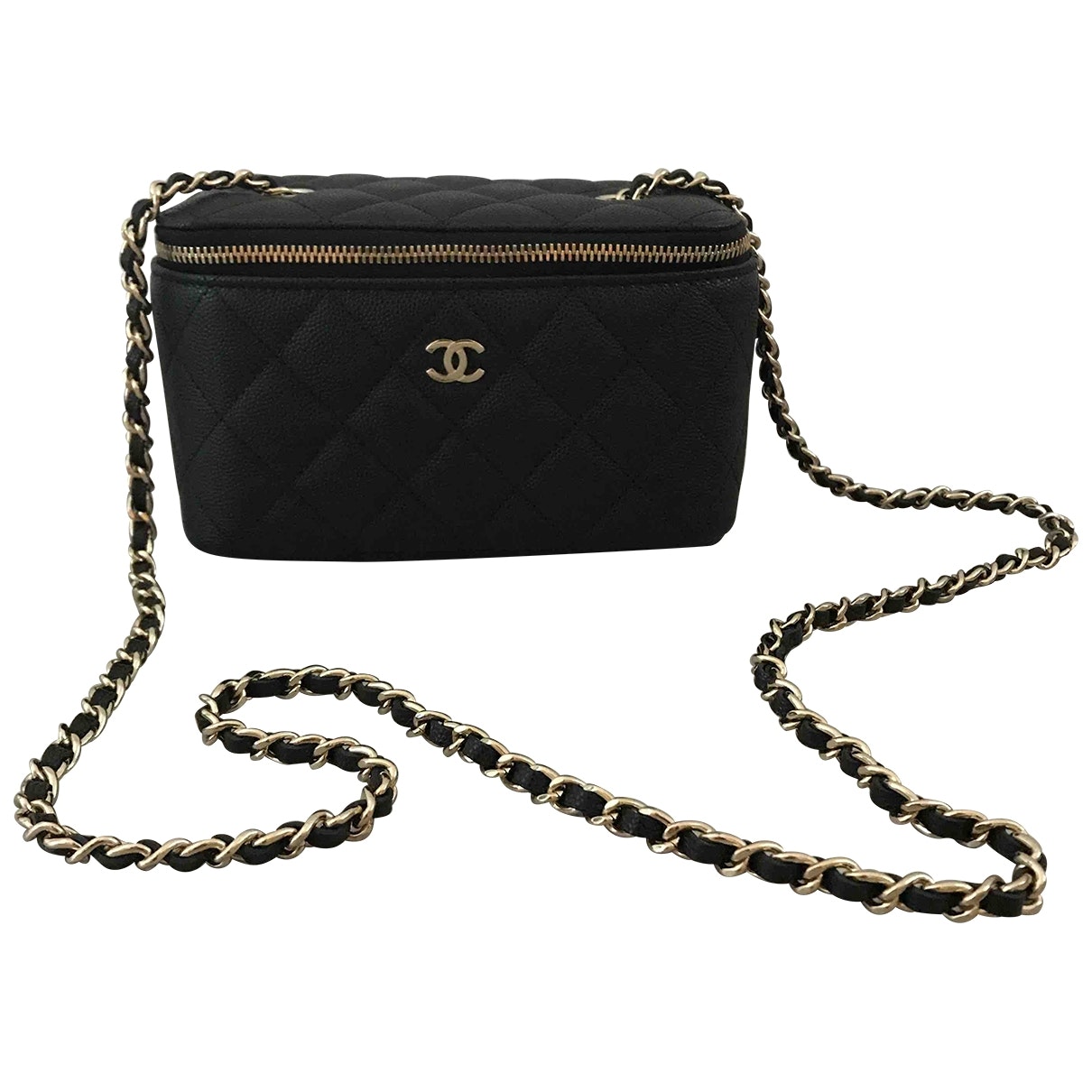 vanity black leather handbag Signature