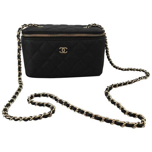 vanity black leather handbag Signature