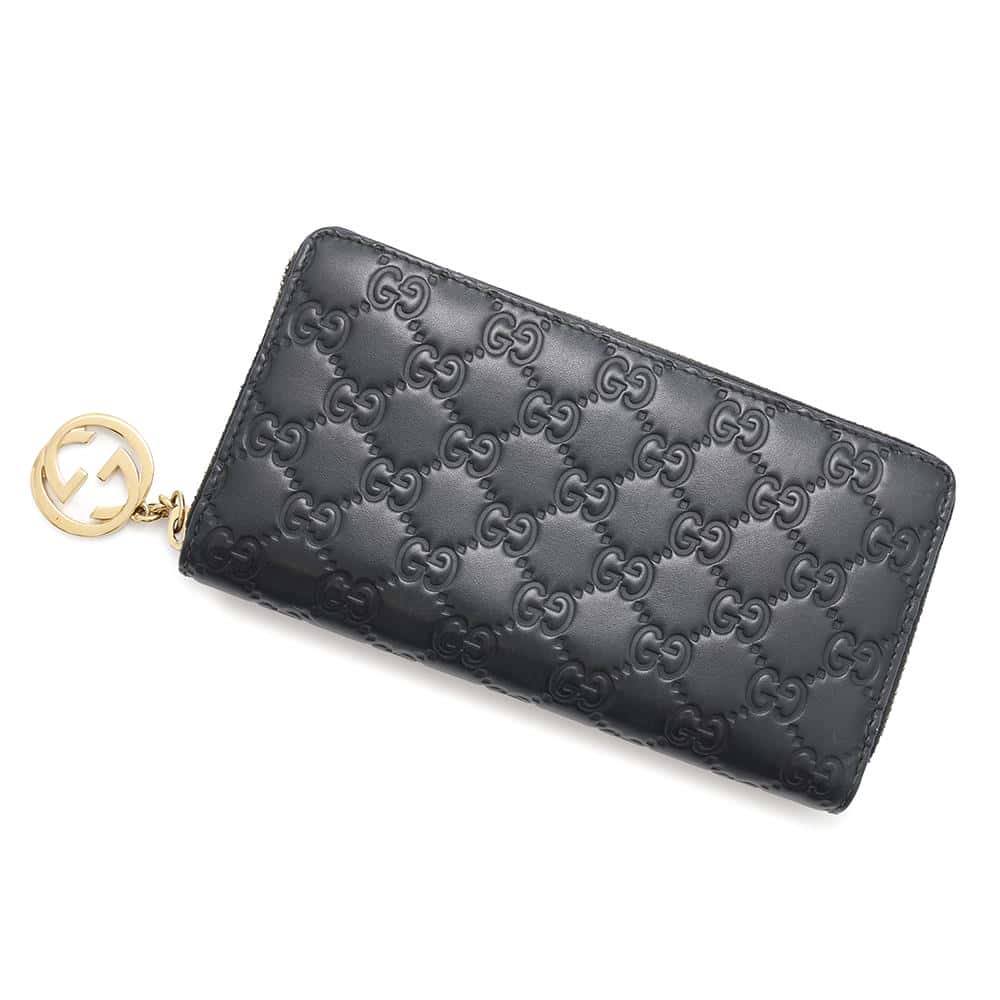 Gucci GG Guccissima Zip Around Long Leather Travel Bag
