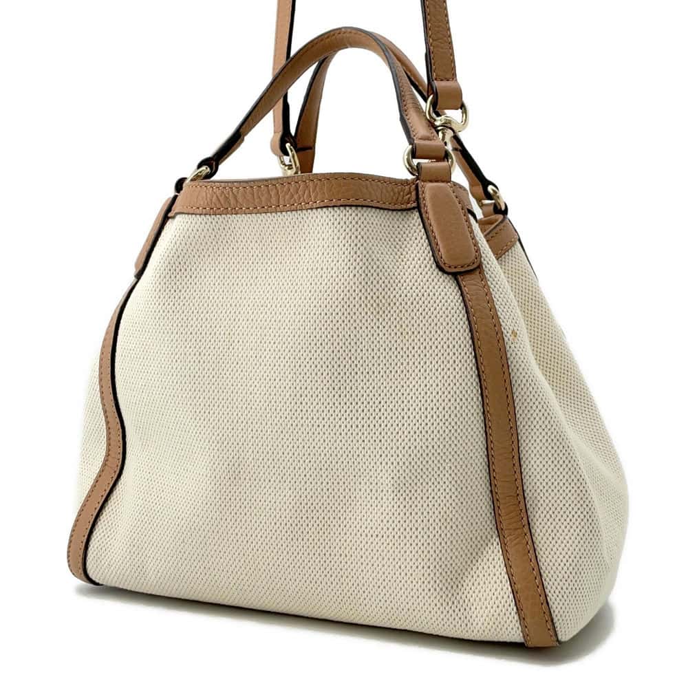 Gucci Soho 2wayBag Natural Jasmin Flower336751 Leather Canvas Travel Bag