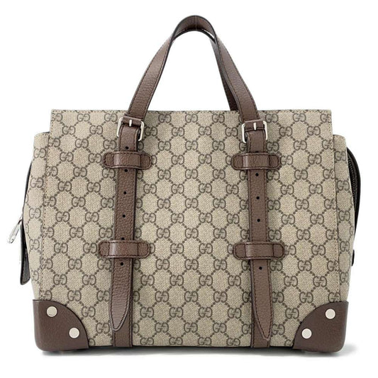 Gucci GG Supreme Detailed Brown643814 PVC Leather Beige Tote Bag