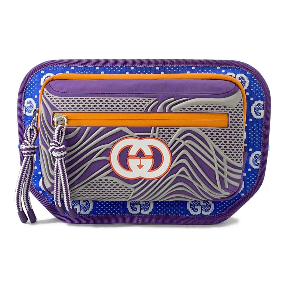 Gucci GGNylon Purple Orange752102 Rubber Blue Belt