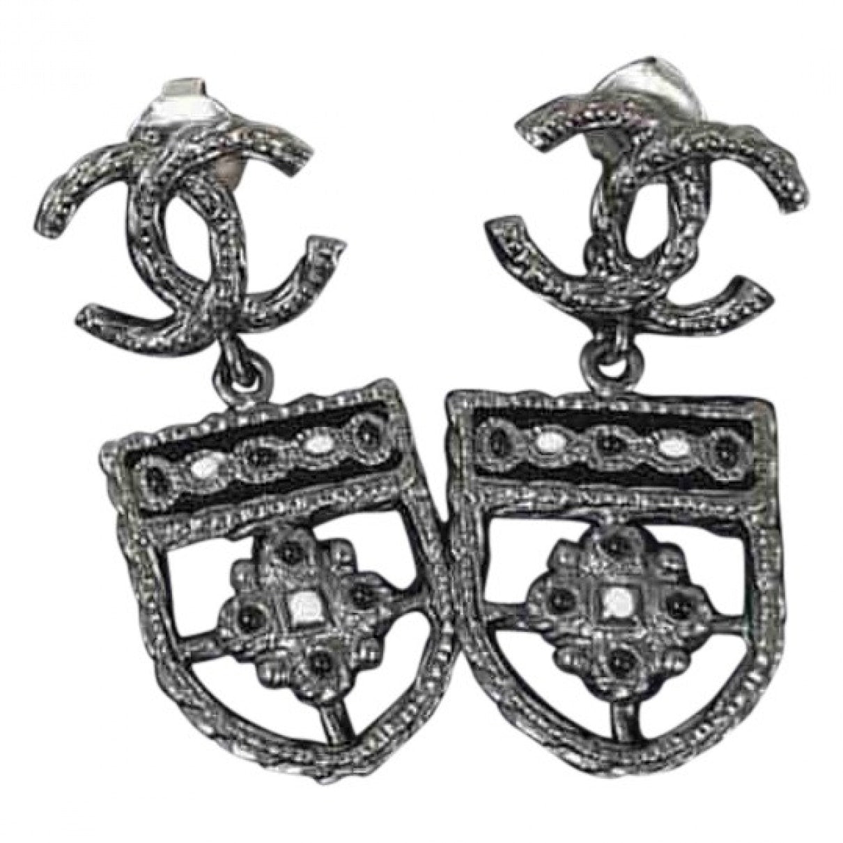 cc silver metal earrings Jewelry Signature