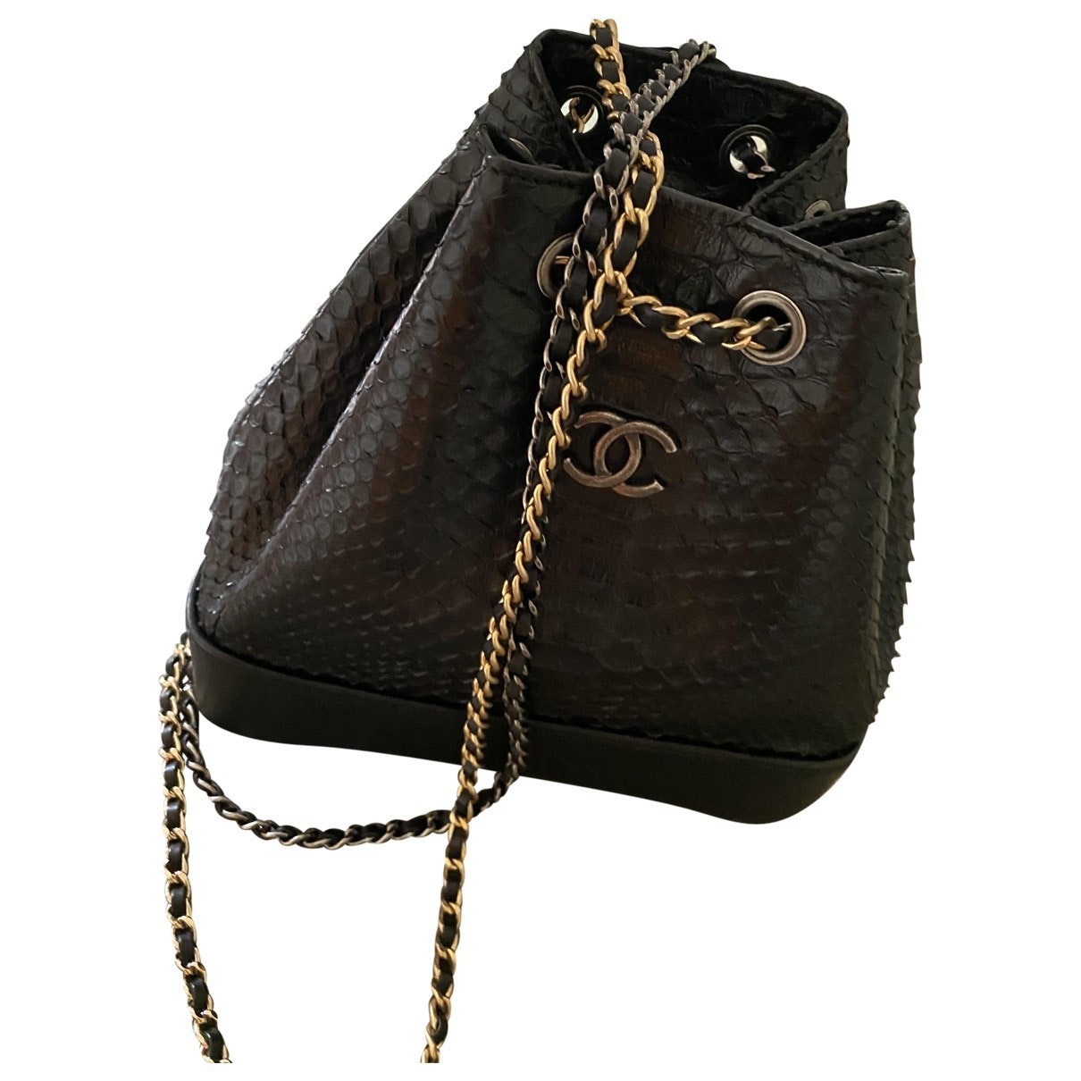 Chanel gabrielle black python backpacks Bag