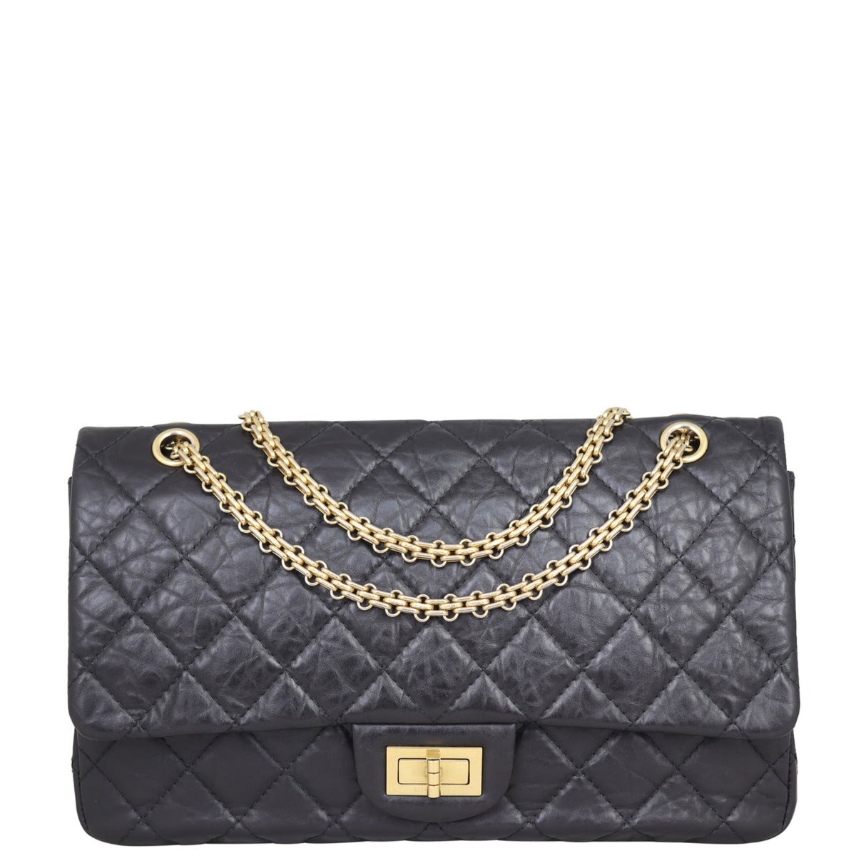 Chanel 2.55 Reissue 227 Double Bag Hardware Gold Flap Handbag