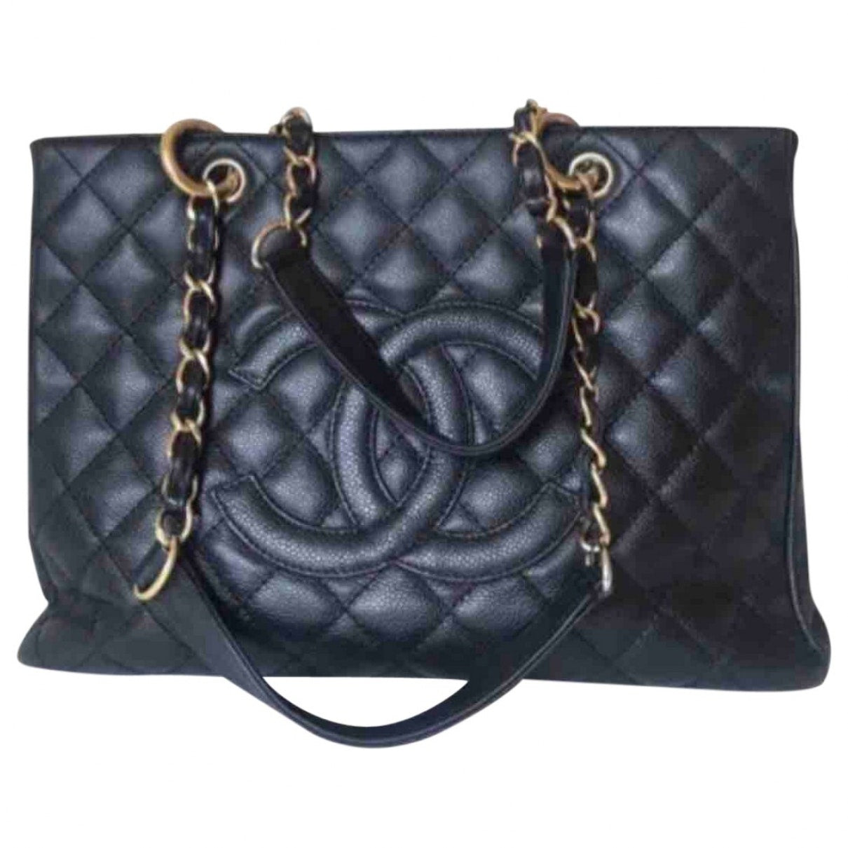 grand shopping black leather handbag Classic