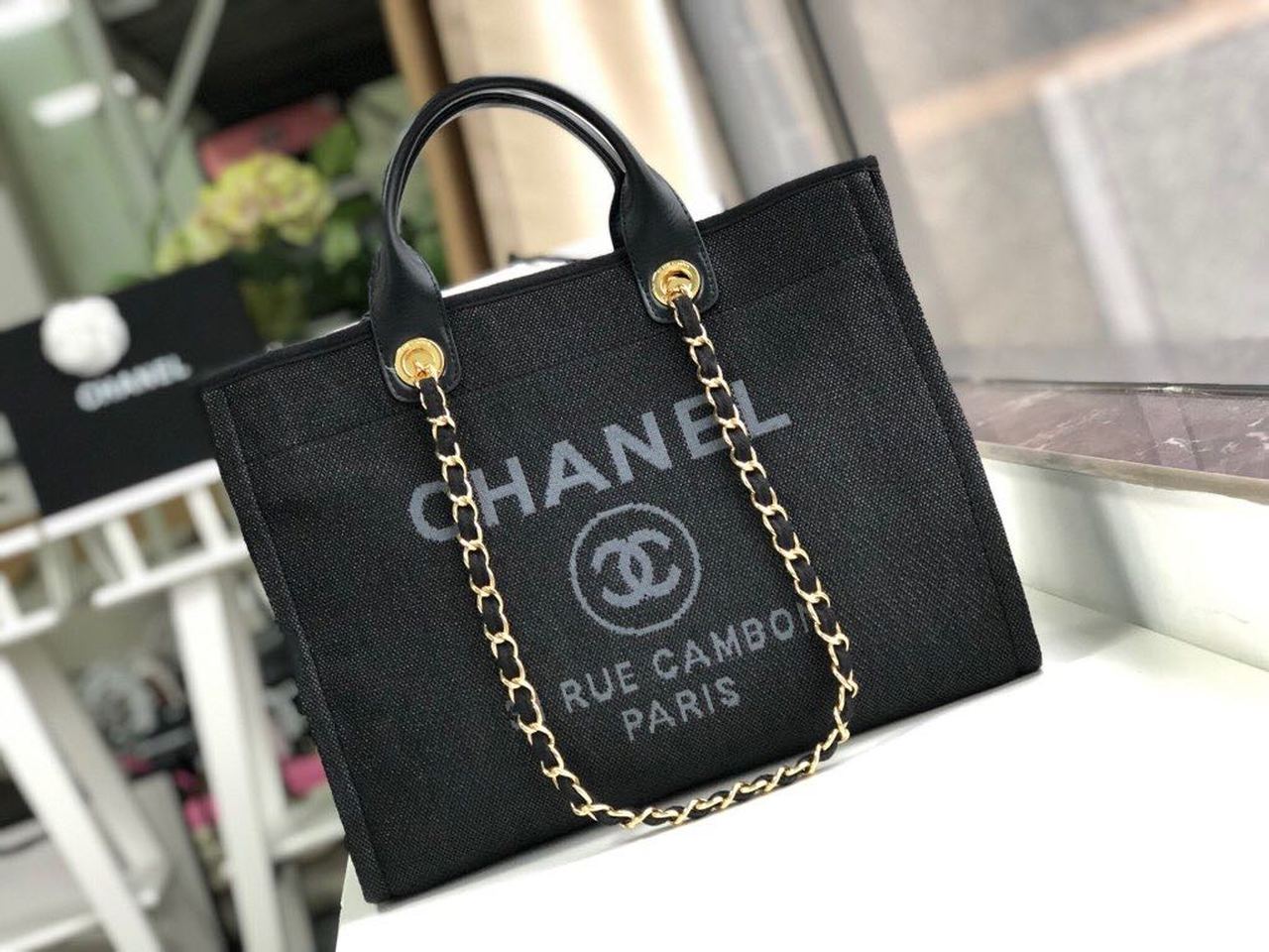 CHL Deauville 38cm A66941 Black Grey Tote Bag