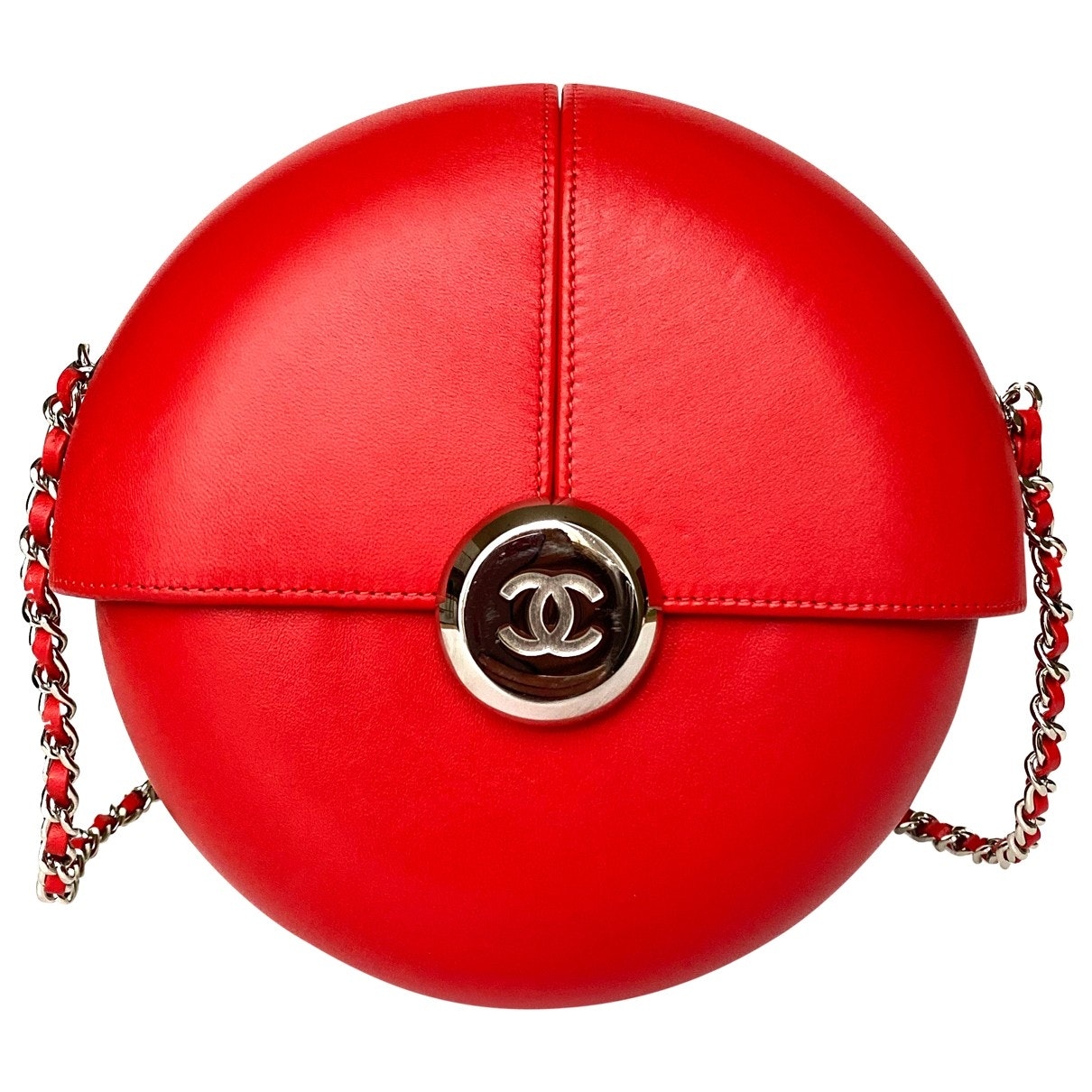 Chanel red leather handbag