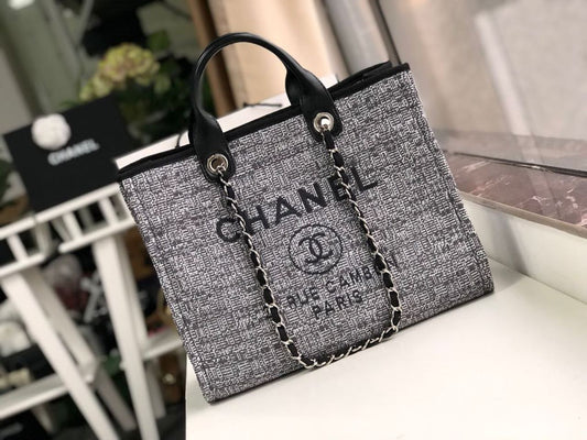 Chanel Deauville Tote Bag White For Women Canvas Raffia