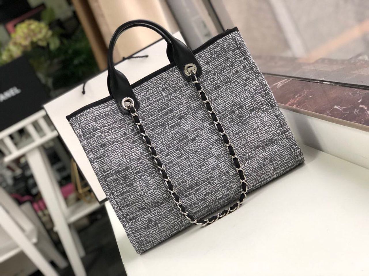 CHL Deauville RafTop QualityTop Qualitya Canvas Black White Tote Bag