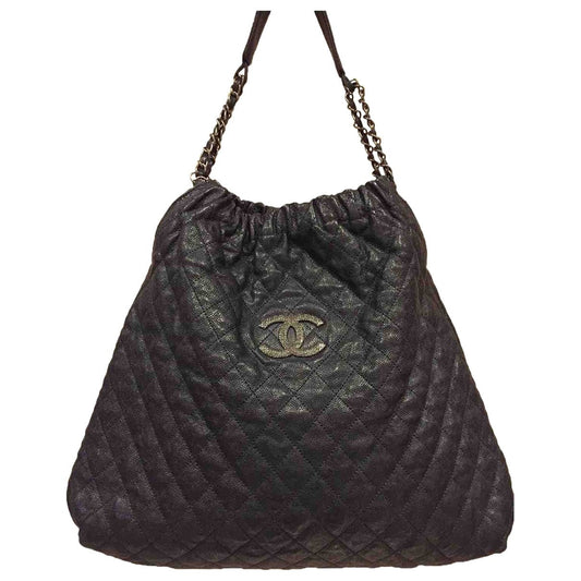 black leather handbag City