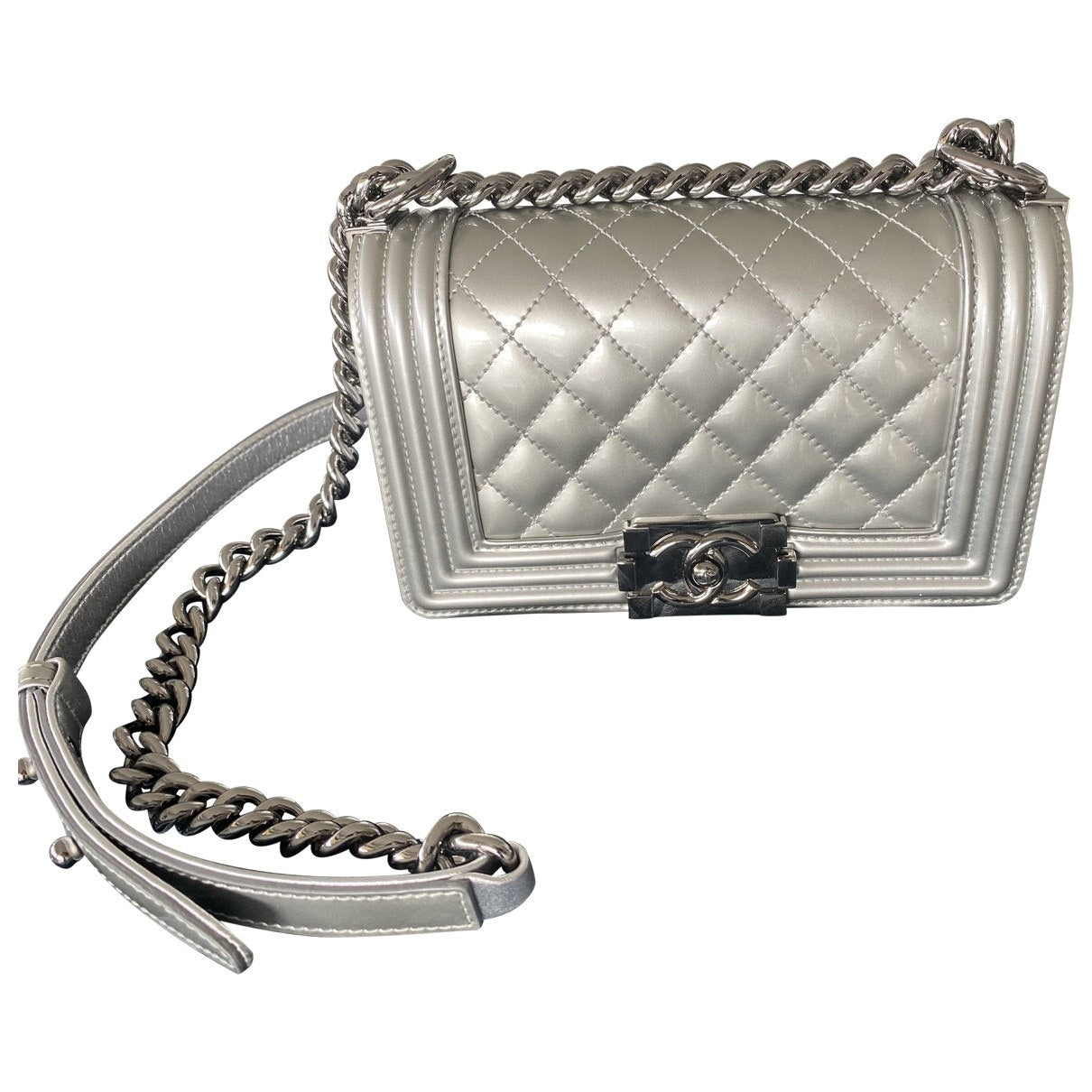 boy silver leather handbag Signature
