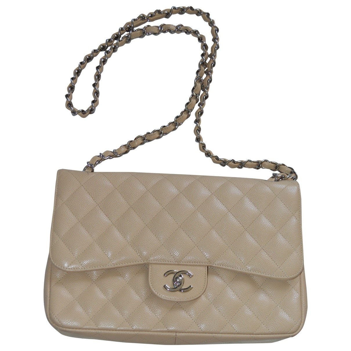 timeless/classique beige leather handbag Signature
