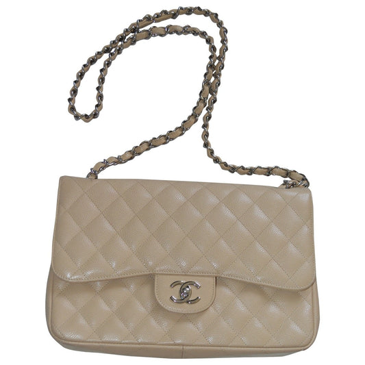 timeless/classique beige leather handbag Signature