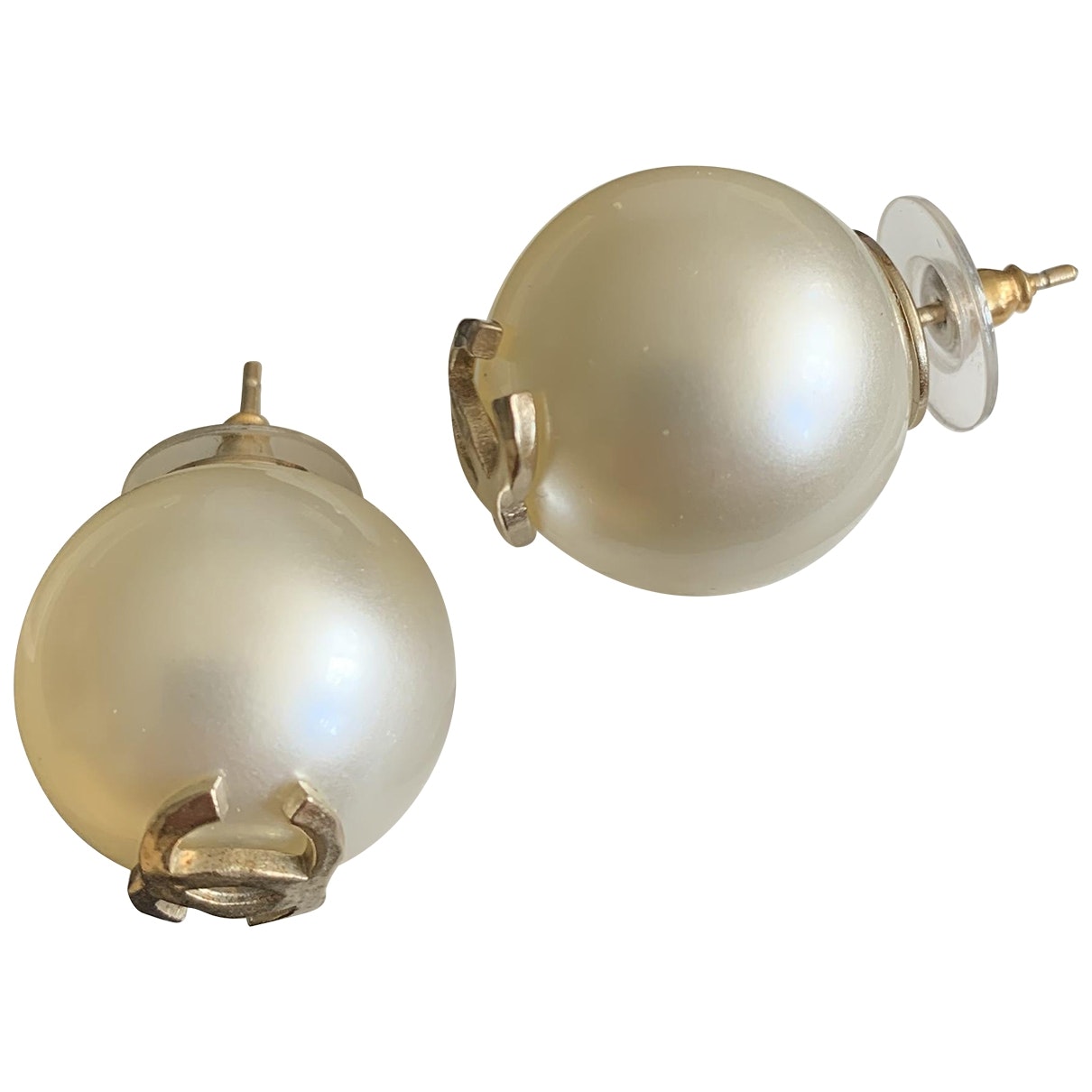 Chanel white metal earrings Jewelry