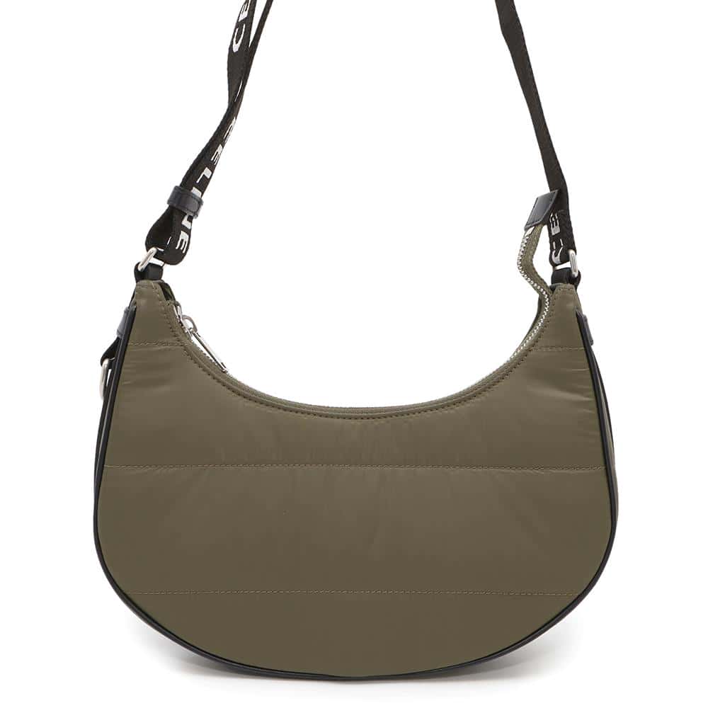 Ava Shoulder Khaki Size Medium Handbag Leather Nylon Shoulder Bag