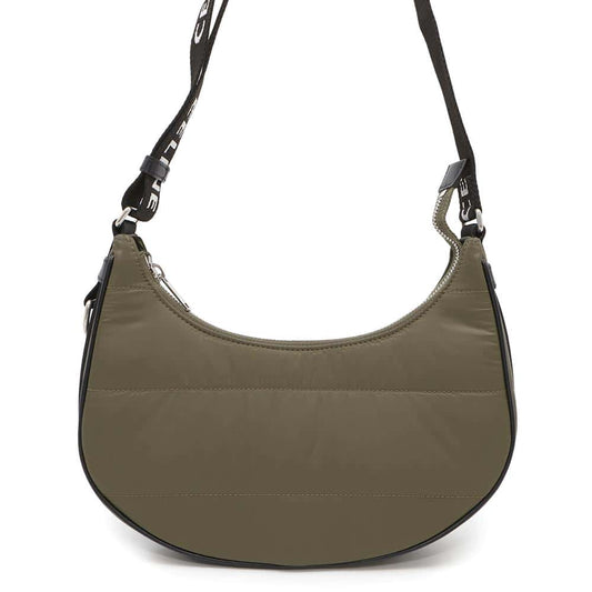 Ava Shoulder Khaki Size Medium Handbag Leather Nylon Shoulder Bag