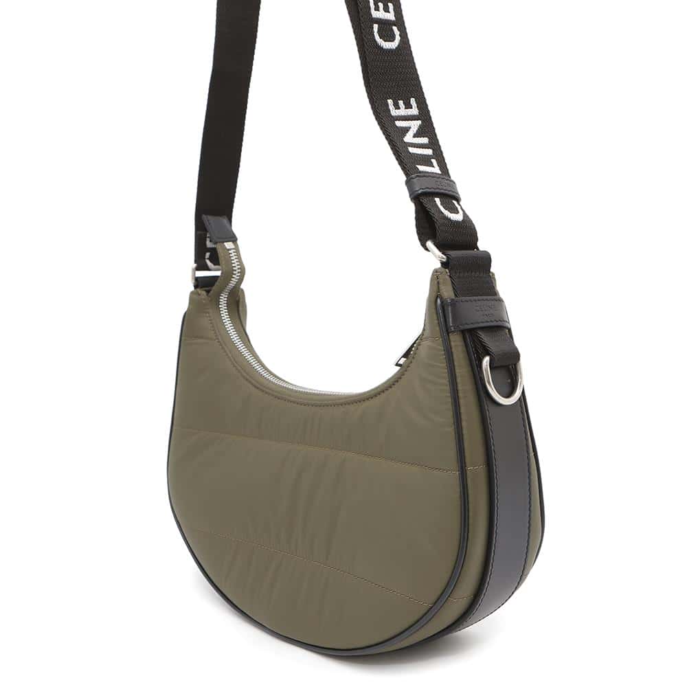 Ava Shoulder Khaki Size Medium Handbag Leather Nylon Shoulder Bag