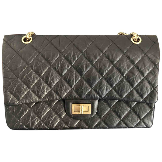 2.55 black leather handbag Signature