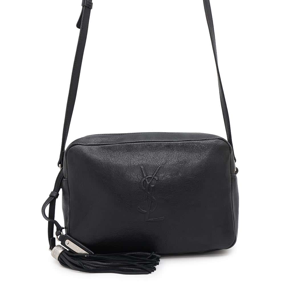 Saint Paris Lu Camera Bag Tassel Shoulder Leather Black Crossbody Bag