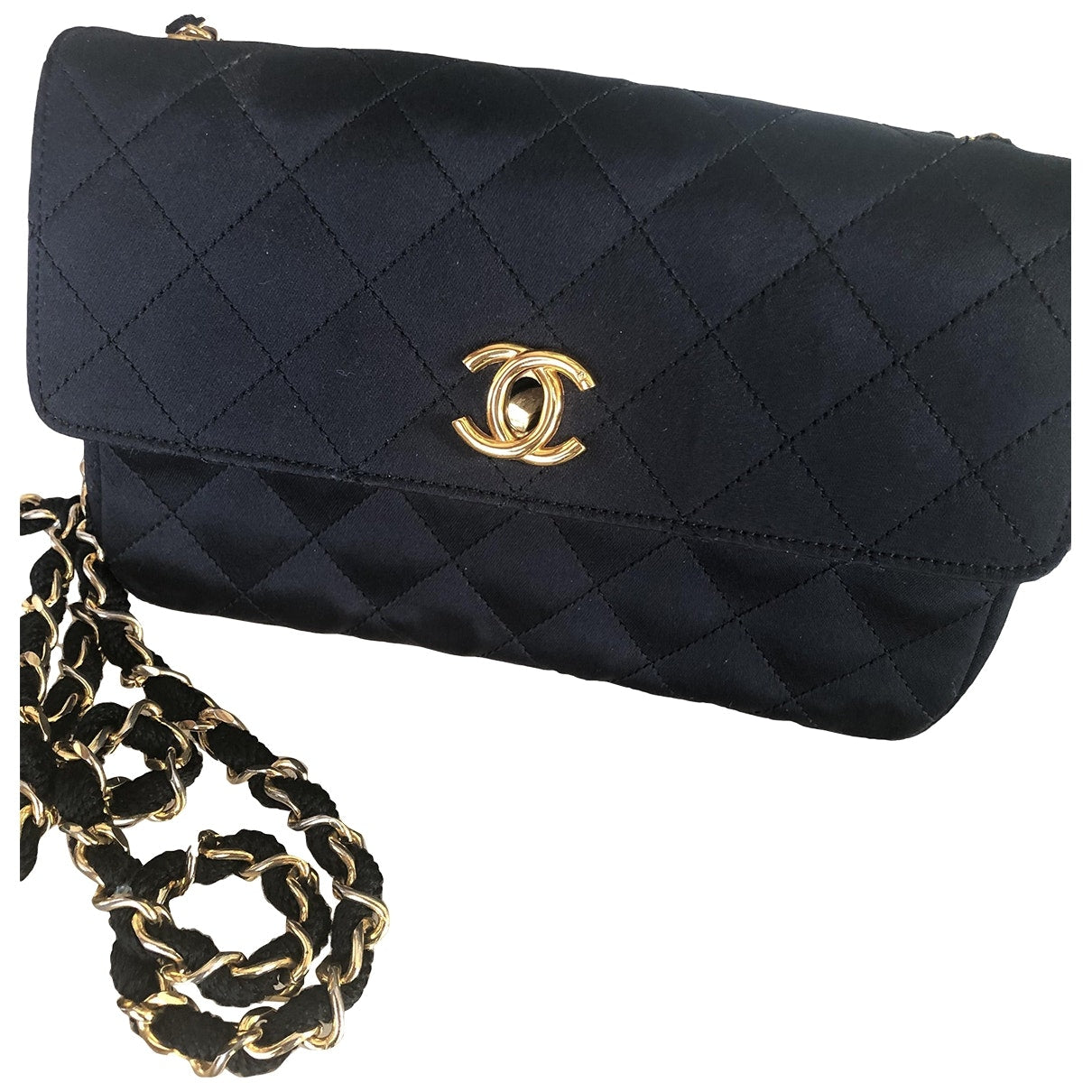 black silk handbag Signature