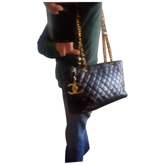 black leather handbag Structured