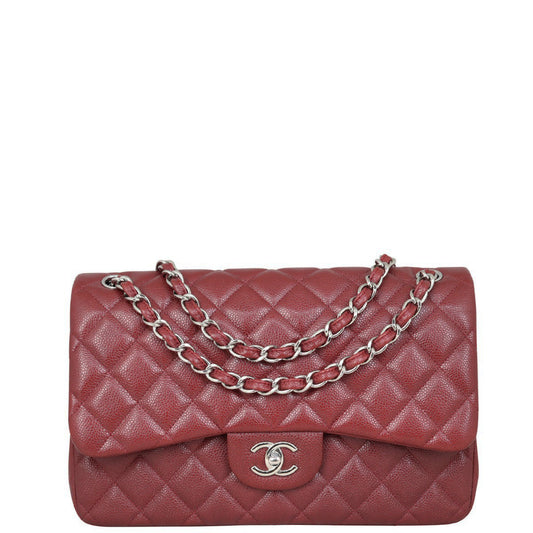 Chanel Classic Double Jumbo Burgundy Handbag Flap